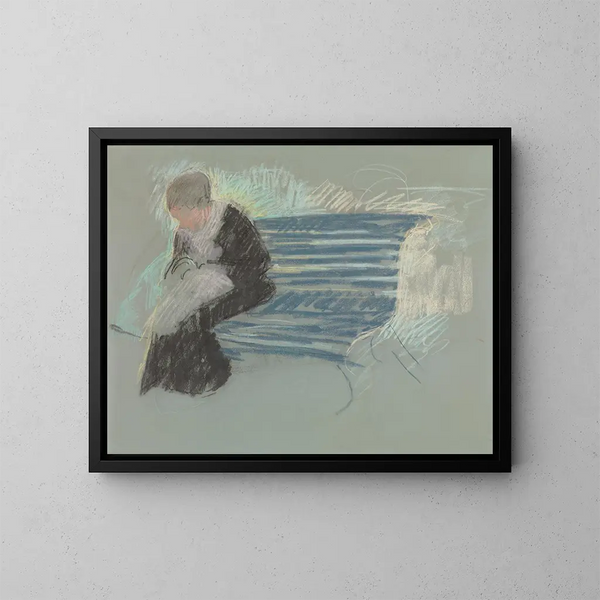 Vrouw op een bank - Mary Cassatt — ingelijst kunstwerk aan de muur