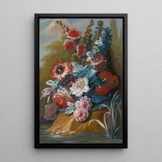 Mary Moser - Bouquets of flowers on a ledge above water.webp