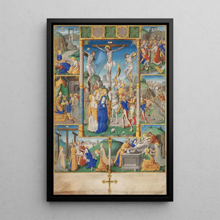 Master of Jacques de Besanon - The Crucifixion with Six Passion Stories.webp