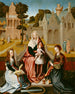 De Maagd op de troon met Sint Catharina en Sint Maria Magdalena - Meester van Saint Séverin — weergave van het kunstwerk