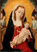 Maagd met Kind met twee engelen - Meester van de Legende van Sint-Ursula — weergave van het kunstwerk