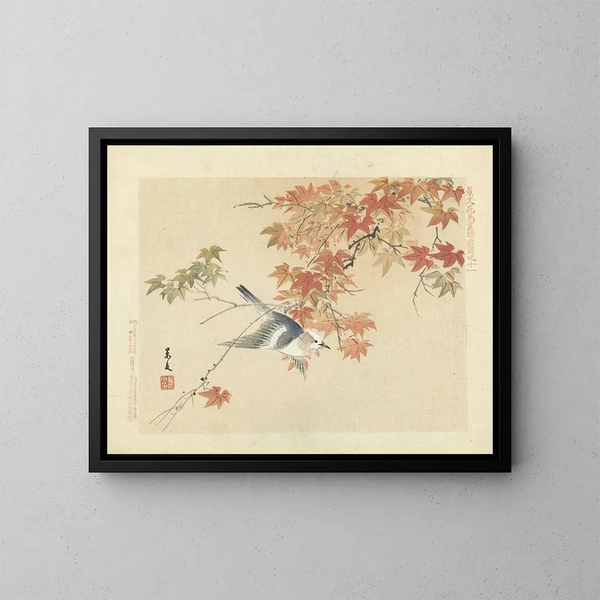 van de Eekhoornvogel met kastanjebruine wang - Matsumura Keibun — ingelijst kunstwerk aan de muur