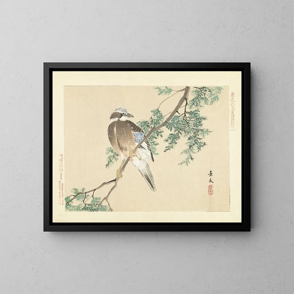 Geai de l'Eurasie - Matsumura Keibun — ingelijst kunstwerk aan de muur