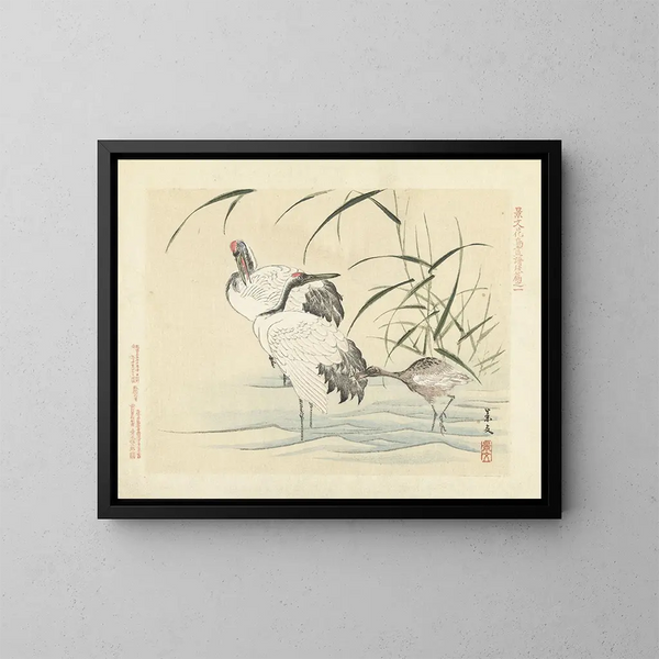 van een Rode Kroonkraanvogel - Matsumura Keibun — ingelijst kunstwerk aan de muur