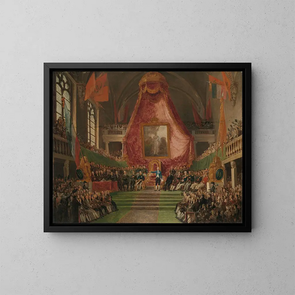 L'inauguration solennelle de l'Université de Gand par le Prince d'Orange dans la salle du trône de l'Hôtel de Ville le 9 octobre 1817 - Mattheus Ignatius van Bree — ingelijst kunstwerk aan de muur