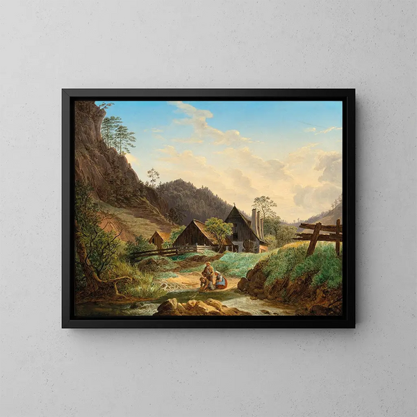 Aan de rand van een bergbeek - Matthias Rudolf Toma — ingelijst kunstwerk aan de muur