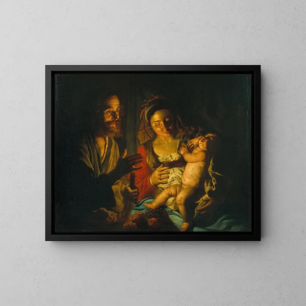 Heilige Familie - Matthias Stom — ingelijst kunstwerk aan de muur