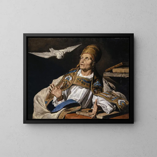 Sint Gregorius - Matthias Stom — ingelijst kunstwerk aan de muur