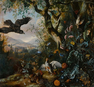 Matthias Withoos - Landscape with drugged Birds in the Flower and Underbrush of the Wood.webp