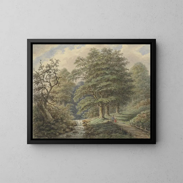 Boslandschap met kleine waterval - Matthijs Maris — ingelijst kunstwerk aan de muur