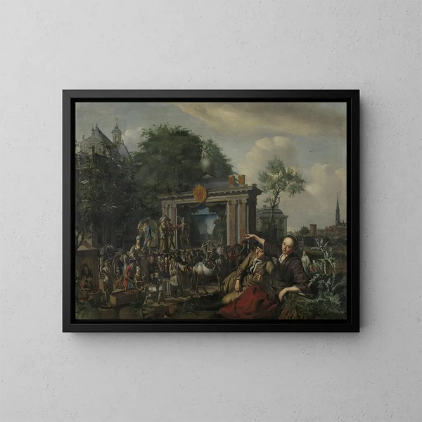 Openluchttheatervoorstelling - Matthijs Naiveu — ingelijst kunstwerk aan de muur
