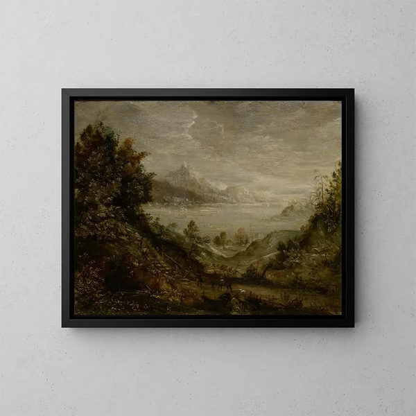 Landschap met meer - Matthäus Merian de Oudere — ingelijst kunstwerk aan de muur