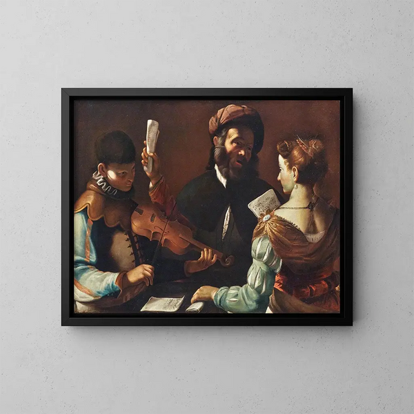 Concertino met violist - Mattia Preti — ingelijst kunstwerk aan de muur