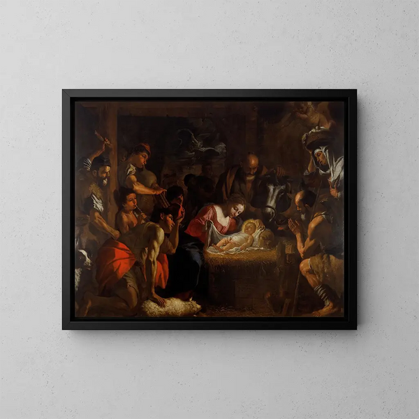 L'Adoration des bergers - Mattia Preti — ingelijst kunstwerk aan de muur