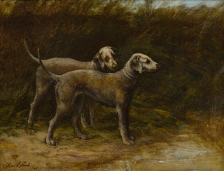 Twee terriërs Bedlington - Maud Earl — weergave van het kunstwerk
