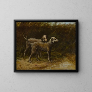 Twee terriërs Bedlington - Maud Earl — ingelijst kunstwerk aan de muur
