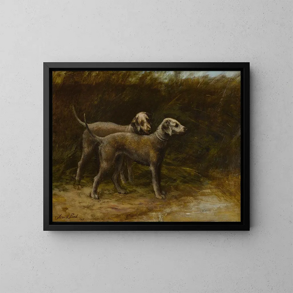 Twee terriërs Bedlington - Maud Earl — ingelijst kunstwerk aan de muur