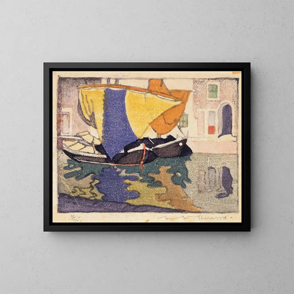 Bateaux de pêche vénitiens - Maud Sherwood — ingelijst kunstwerk aan de muur