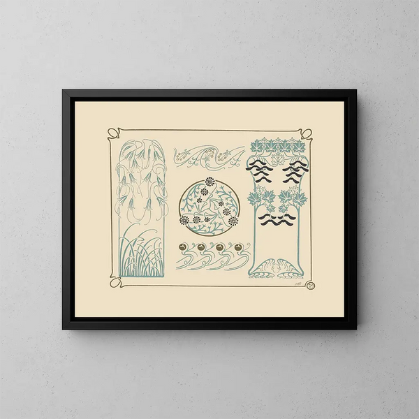 van een abstract ontwerp gebaseerd op bessen, bladeren en kruiden - Maurice Pillard Verneuil — ingelijst kunstwerk aan de muur