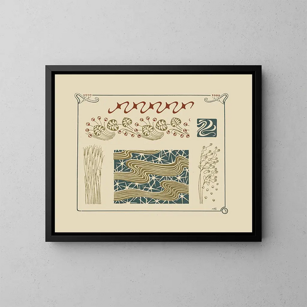 van een abstract ontwerp gebaseerd op kruiden en bladeren - Maurice Pillard Verneuil — ingelijst kunstwerk aan de muur