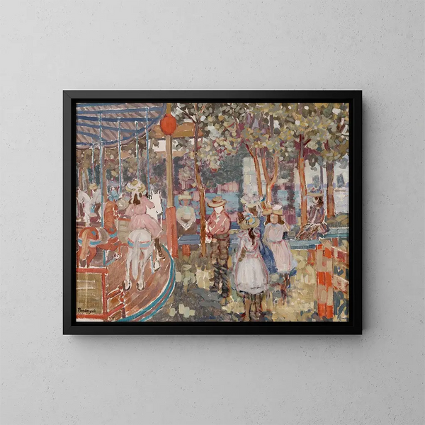 Carrousel - Maurice Prendergast — ingelijst kunstwerk aan de muur