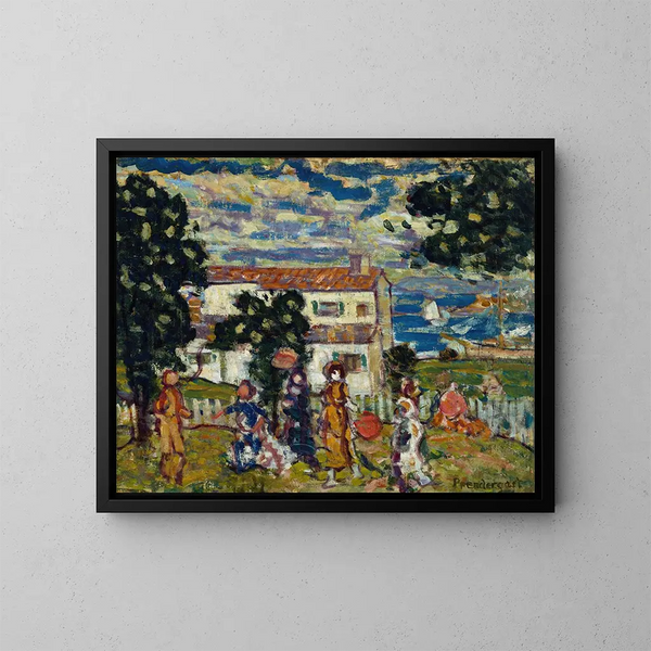 Village de la Nouvelle-Angleterre - Maurice Prendergast — ingelijst kunstwerk aan de muur