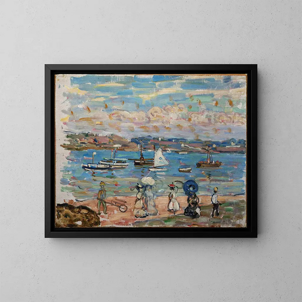 Promenade aan de kust - Maurice Prendergast — ingelijst kunstwerk aan de muur