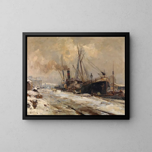 Haven van Antwerpen in de winter - Maurits Blieck — ingelijst kunstwerk aan de muur