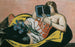 Vrouw liggend met boek en iris - Max Beckmann — weergave van het kunstwerk
