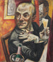 Zelfportret met champagneglas - Max Beckmann — weergave van het kunstwerk