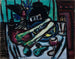 Natuurstudie met Chianti-fles en selderij - Max Beckmann — weergave van het kunstwerk