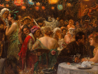 Het gemaskerde bal - Max Friedrich Rabes — weergave van het kunstwerk