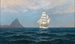 A sailing boat and a steamship near the coast - Max Jensen — artwork view