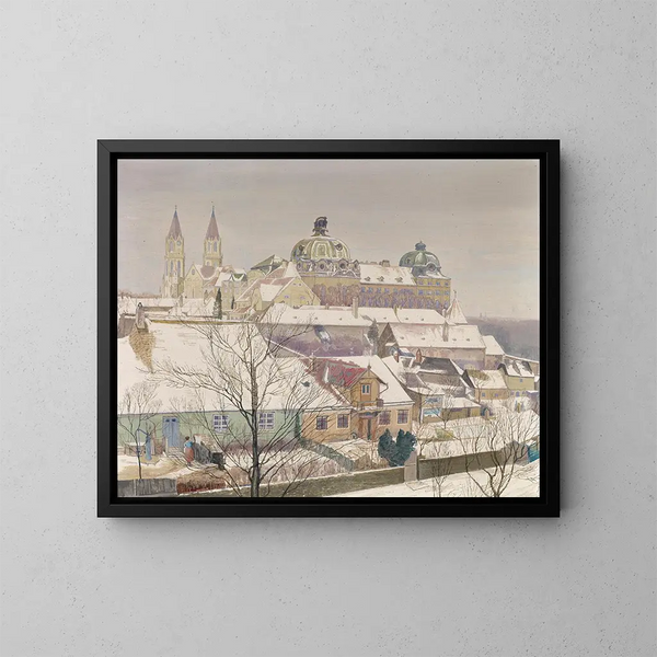 kloosterneuburg en winter - Max Kahrer — ingelijst kunstwerk aan de muur