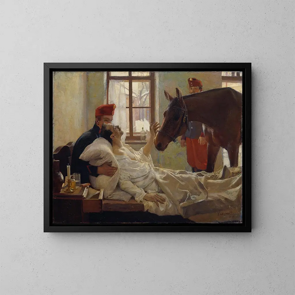 Een dierbare bezoek Een laatste bezoek - Max Kurzweil — ingelijst kunstwerk aan de muur