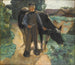 Een boer met zijn koe - Max Liebermann — weergave van het kunstwerk