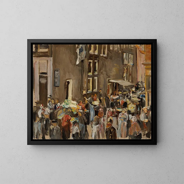 Rue des Juifs à Amsterdam, hoek van Uilenburgersteeg en Jodenbreestraat - Max Liebermann — ingelijst kunstwerk aan de muur