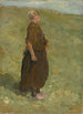 Jonge vrouw staand op de duin, naar rechts - Max Liebermann — weergave van het kunstwerk