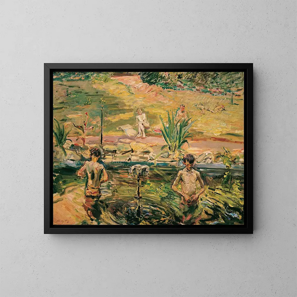 Jongens zwemmend - Max Slevogt — ingelijst kunstwerk aan de muur