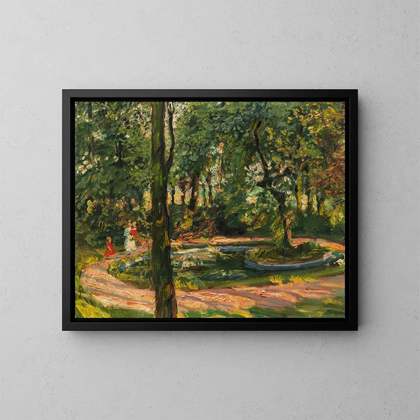 van Kinderen aan de rand van de vijver in de tuin van Godramstein - Max Slevogt — ingelijst kunstwerk aan de muur