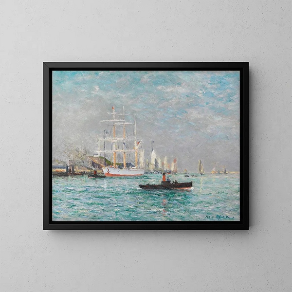 Ingang van een driemaster in Le Havre - Maxime Maufra — ingelijst kunstwerk aan de muur
