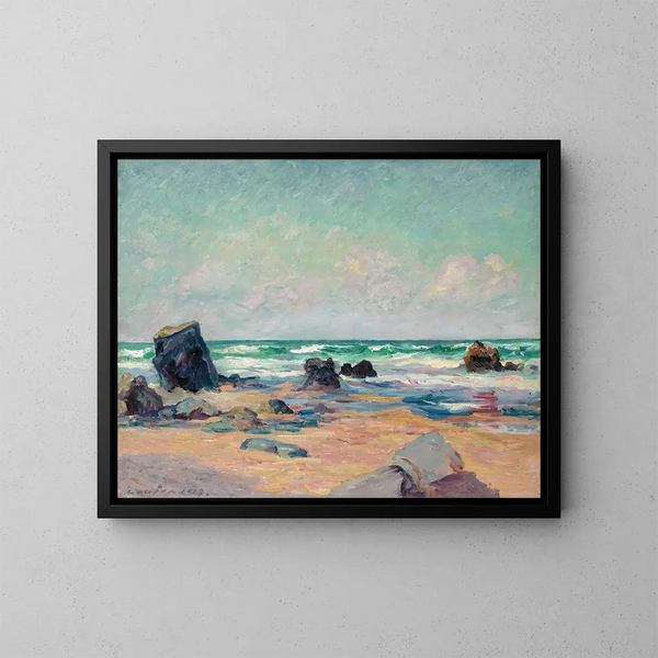 van Mare basse, de strand van Port-Blanc, schiereiland van Quiberon - Maxime Maufra — ingelijst kunstwerk aan de muur