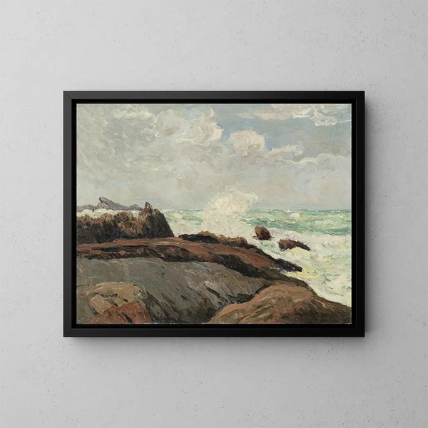 van de sterke zee bij Saint-Gunol, Penmarch - Maxime Maufra — ingelijst kunstwerk aan de muur