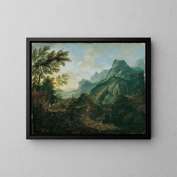 Landschap met berg, ideaal met een pad - Maximilian Joseph Schinnagl — ingelijst kunstwerk aan de muur
