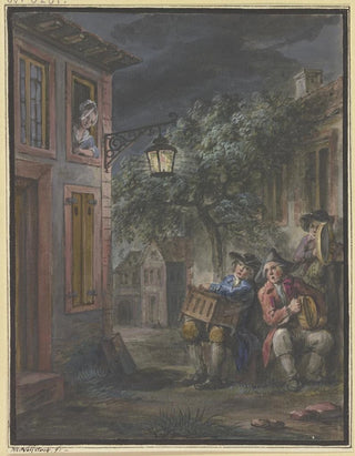 Maximilian Neustck - Nchtliches Stndchen in der Gasse eines Stdtchens.webp