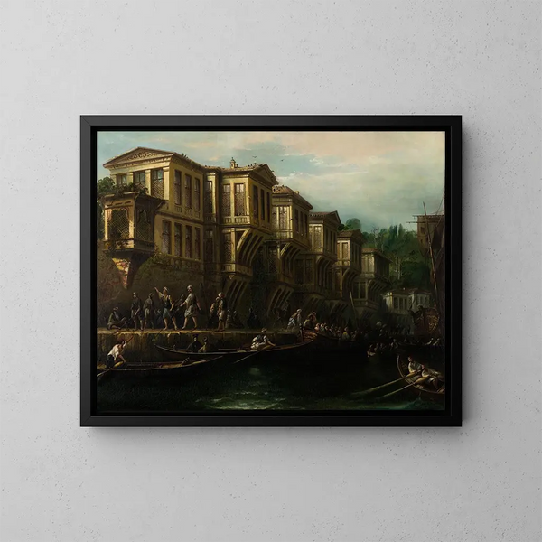 Mansion aan de waterkant van Said Paa - Megerdich Jivanian — ingelijst kunstwerk aan de muur