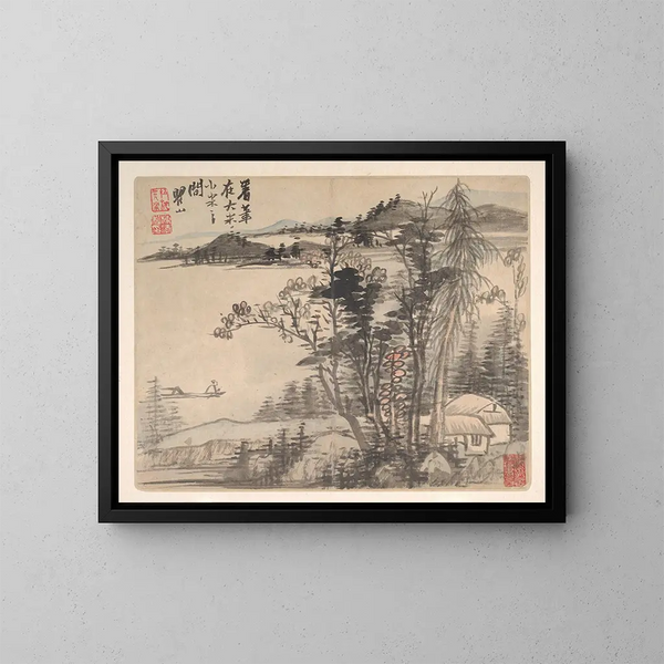 Landschappen na oude meesters Pl01 - Mei Qing — ingelijst kunstwerk aan de muur