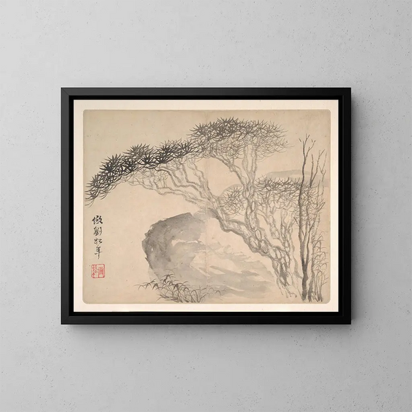 Landschappen na oude meesters Pl02 - Mei Qing — ingelijst kunstwerk aan de muur