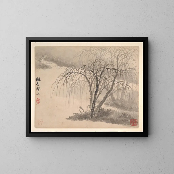 Landschappen na oude meesters Pl04 - Mei Qing — ingelijst kunstwerk aan de muur