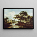 Een ruïne aan de oever van een rivier - Meindert Hobbema — ingelijst kunstwerk aan de muur